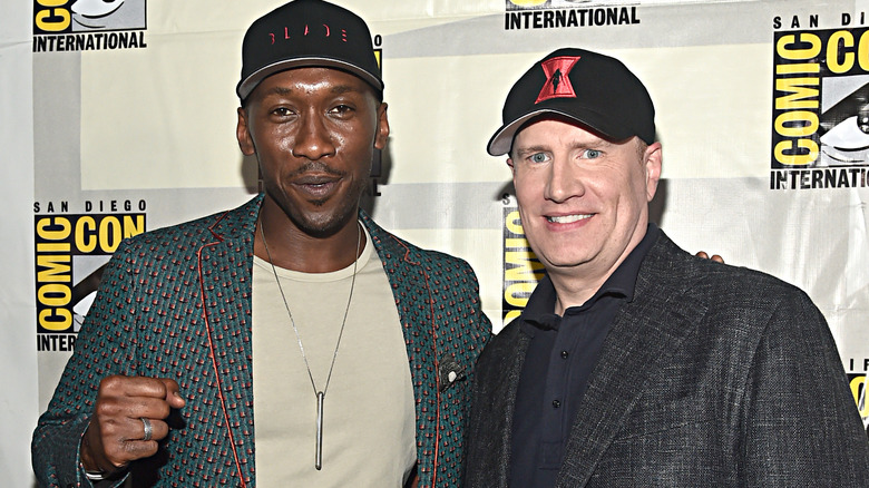 Mahershala Ali and Kevin Feige smiling