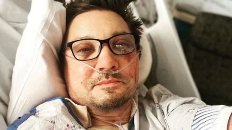 Jeremy Renner in hospital bed