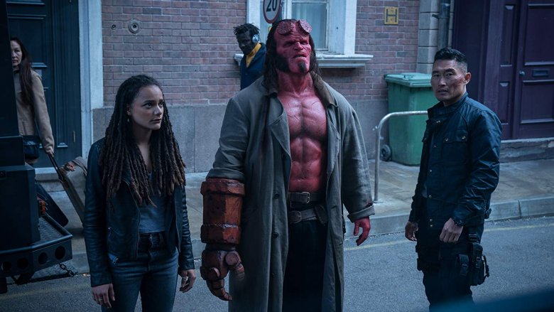 Sasha Lane, David Harbour, and Daniel Dae Kim in Hellboy