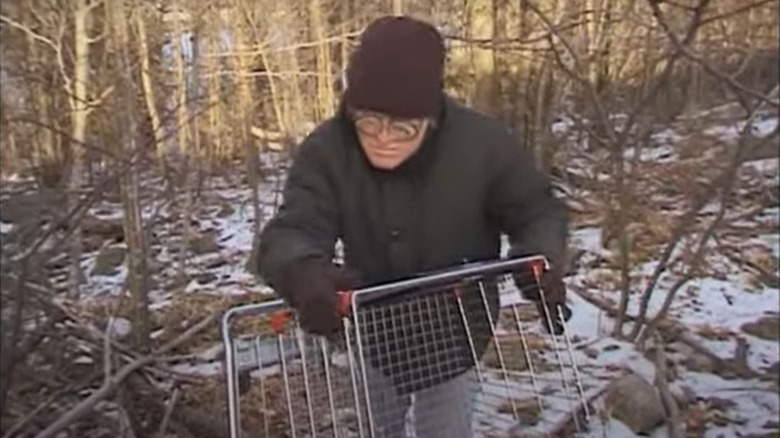 Cart Boy inspecting cart