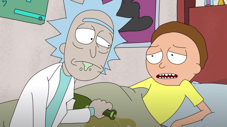 Rick waking Morty up