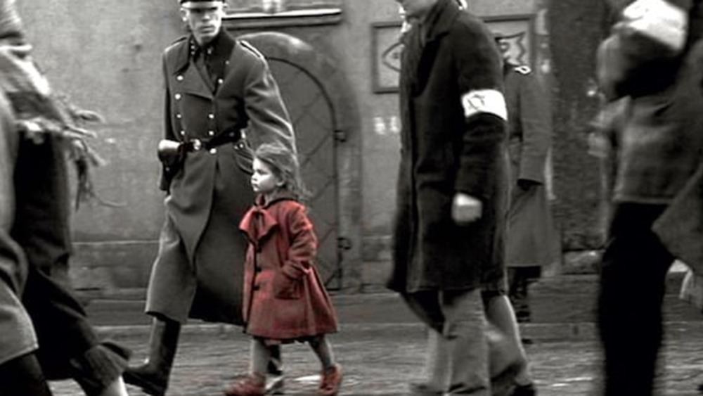 Oliwia Dąbrowska as the red coat girl in Schindler's List