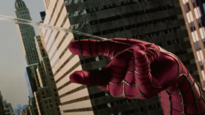 Spider-Man shoots organic webbing from wrist