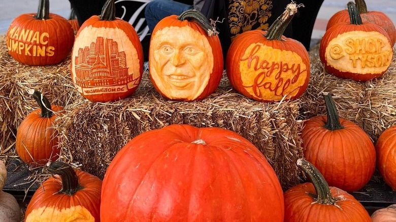 Maniac pumpkins on display