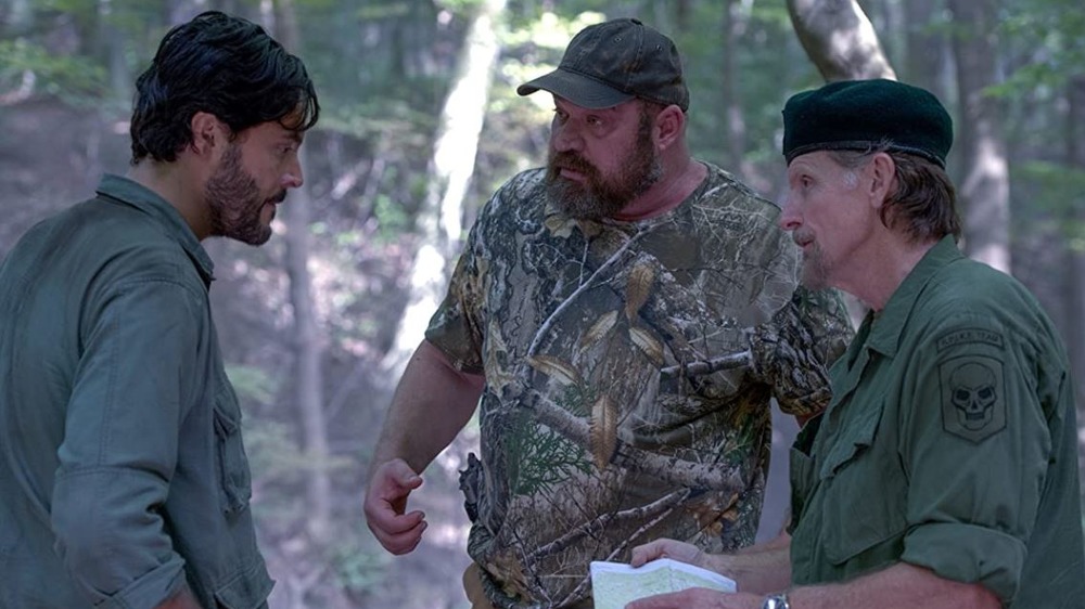 Jack Huston, Brad William Henke, and Michael Harrity as Eric Rudolph, Big John, and Captain Blackburn  on Manhunt: Deadly Games