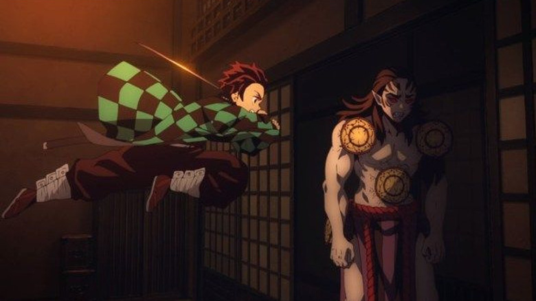 Tanjiro fights Kyogai in Demon Slayer season 1