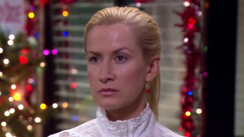 Angela frowning at Christmas