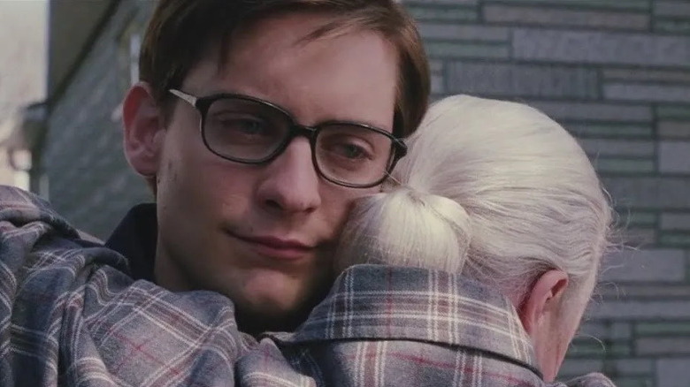 Peter Parker hugging Aunt May