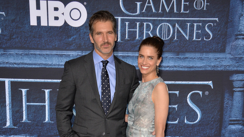 David Benioff and Amanda Peet attend the premiere of Game of Thrones