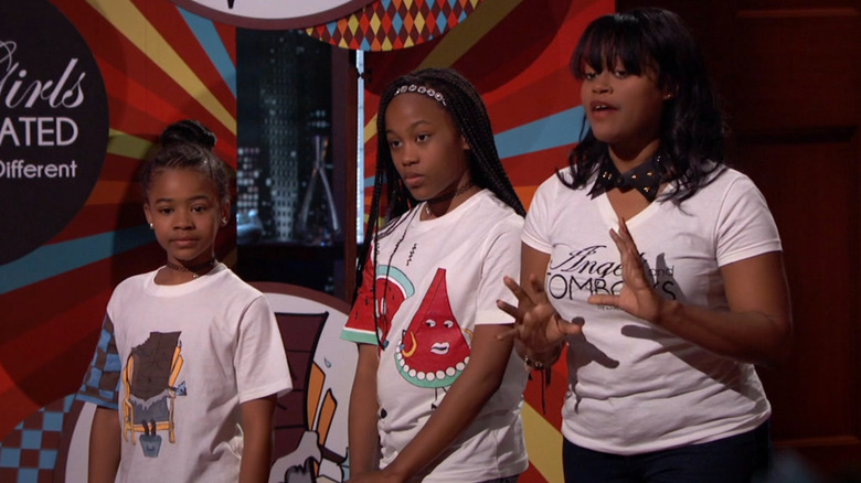 Viara, Mallory, and Madison talking on Shark Tank