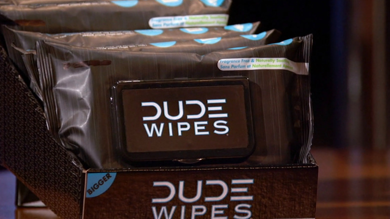 Dude Wipes on display