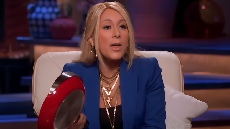 Lori Greiner holding a Handy Pan