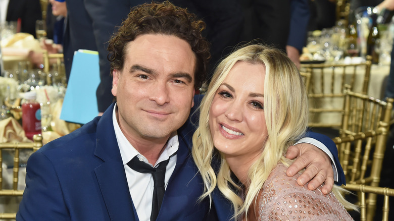 Johnny Galecki and Kaley Cuoco smiling