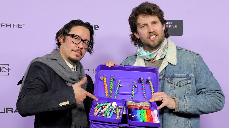 Jon Heder and Efren Ramirez show off a case of string at Sundance