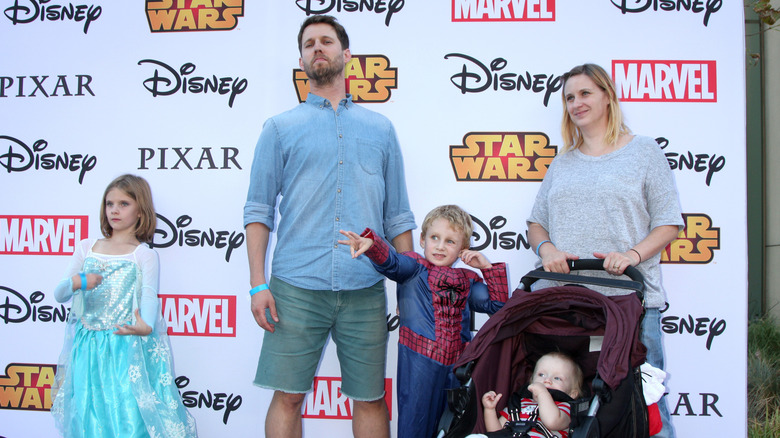 Jon Heder and family at 2014 Disney Halloween event