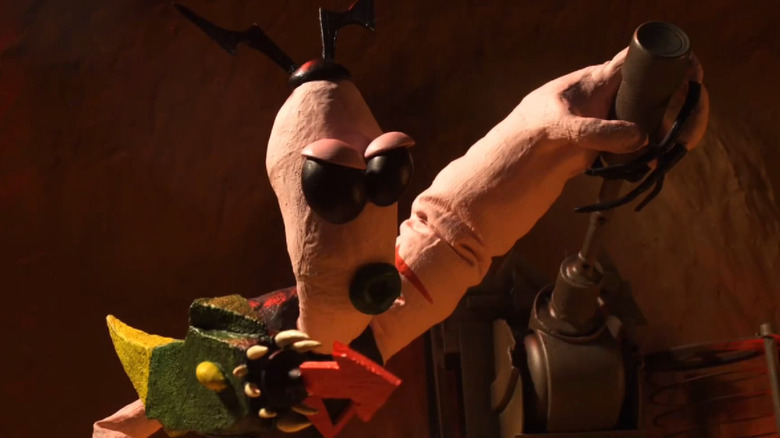 Vognaut wielding weapons in the 2015 video game "Armikrog"