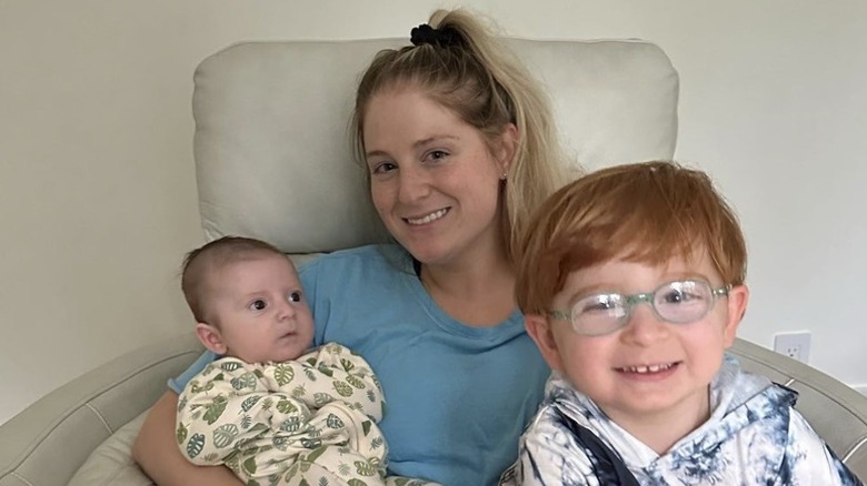 Meghan Trainor smiles with sons