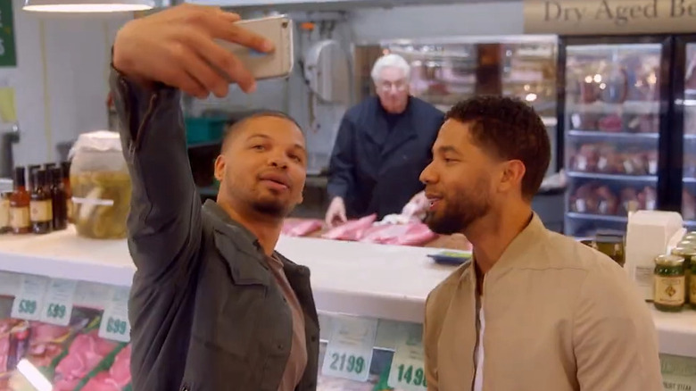 Jussie Smollett and brother posed at bucher's with phone