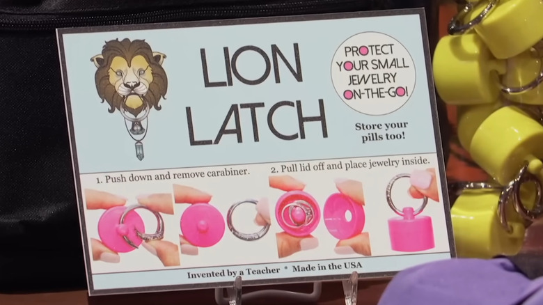 Lion Latch sign and instructions displayed on Shark Tank