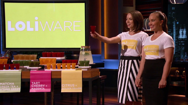 Leigh Ann Tucker and Chelsea Briganti pitching on Shark Tank