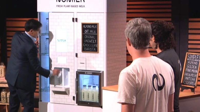 Mark Cuban demonstrating Numilk machine