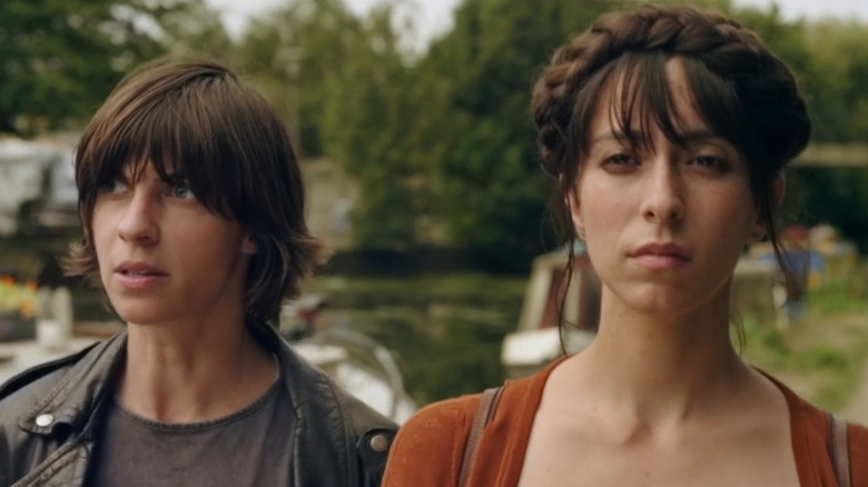 Oona Chaplin and Natalia Tena looking serious