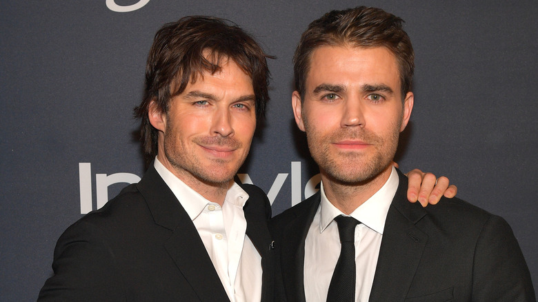 Paul Wesley and Ian Somerhalder pose