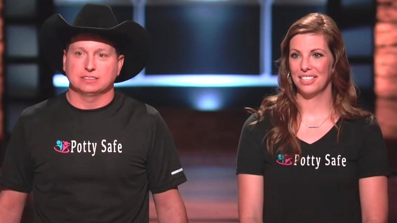 The Halls pitching Potty Safe on Shark Tank