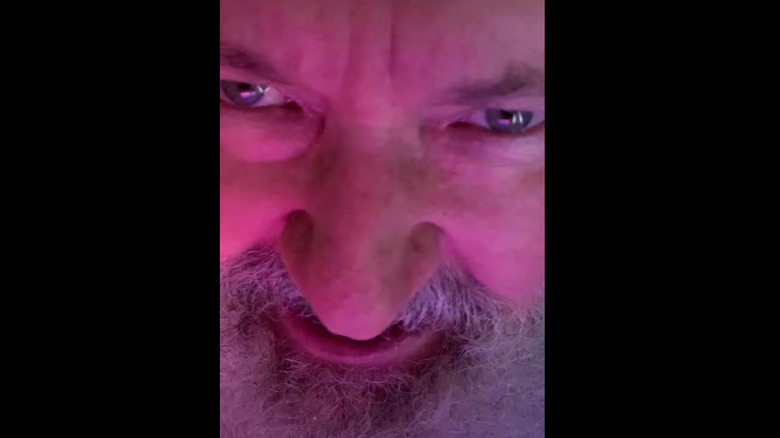 Extreme close up of Randy Quaid