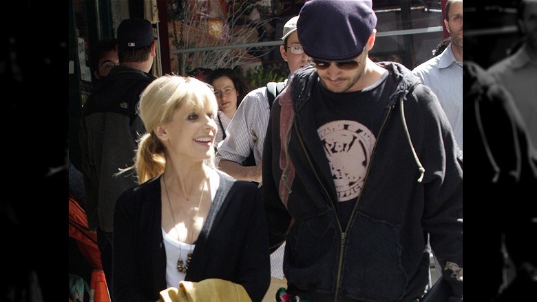 Sarah and Freddie walking in New York 