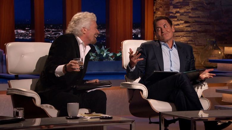 Richard Branson throws water at Mark Cuban