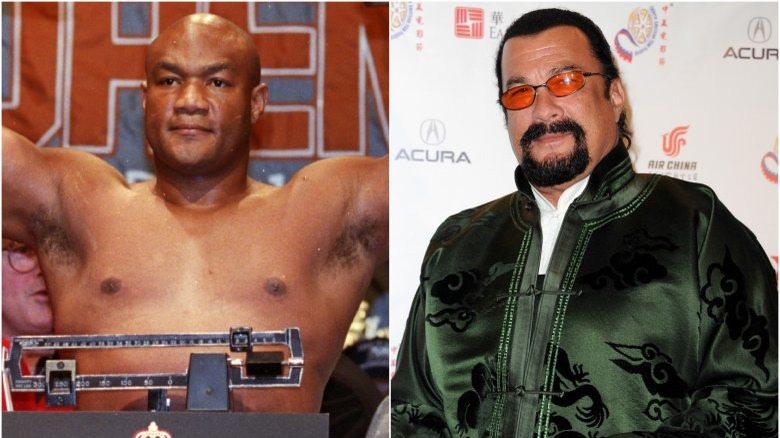 Split image of George Foreman and Steven Seagal 