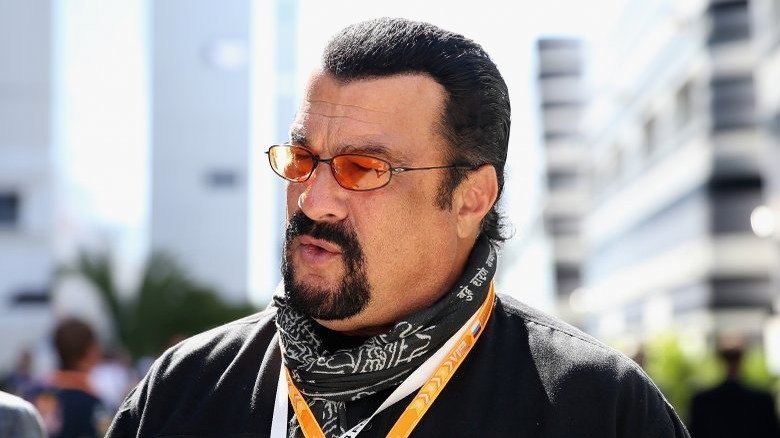 Steven Seagal speaking in close-up