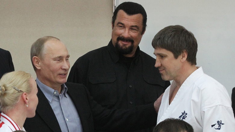 Steven Seagal and Vladimir Putin address martial arts students