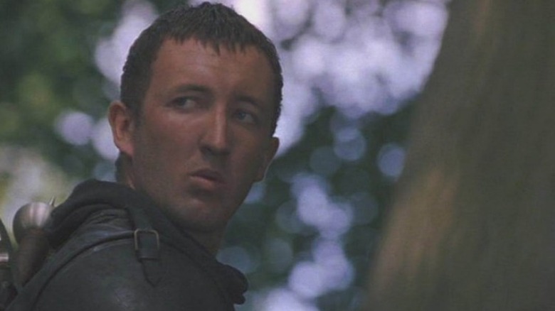 Ralph Ineson sits on horse 