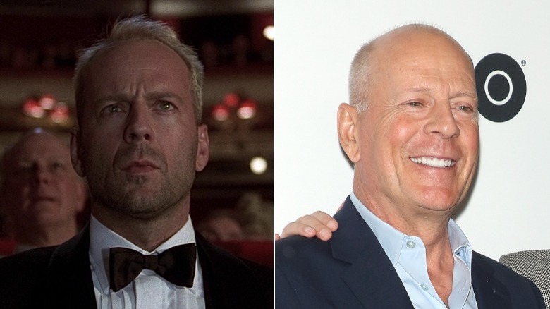 Bruce Willis as Korben Dallas and smiling at a premiere in 2019