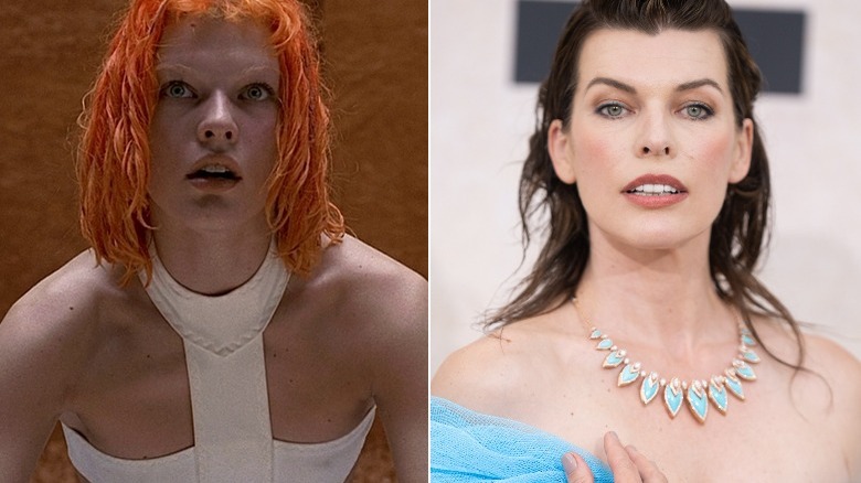 Milla Jovovich as Leeloo and at Cannes in 2022