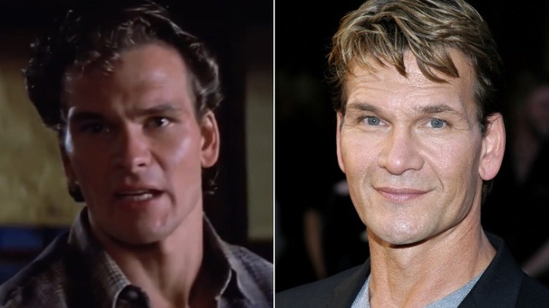 Darry Curtis angry and Patrick Swayze smiling