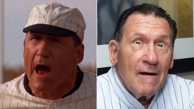 Art LaFleur dressed as a baseball player and an older Art LaFleur