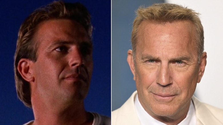 A young Kevin Costner and an older Kevin Costner