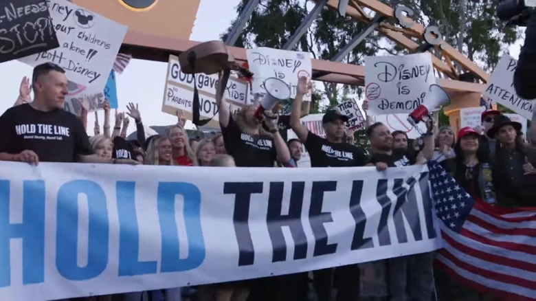 Crowd at anti-Disney protest