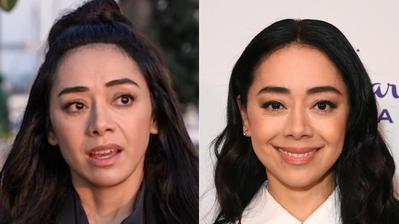 Aimee Garcia as Ella Lopez on Lucifer and at a publicity event for her Hallmark movie