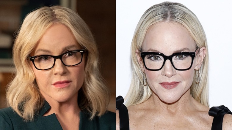 Rachael Harris as Linda Martin on Lucifer and at a publicity event in 2024