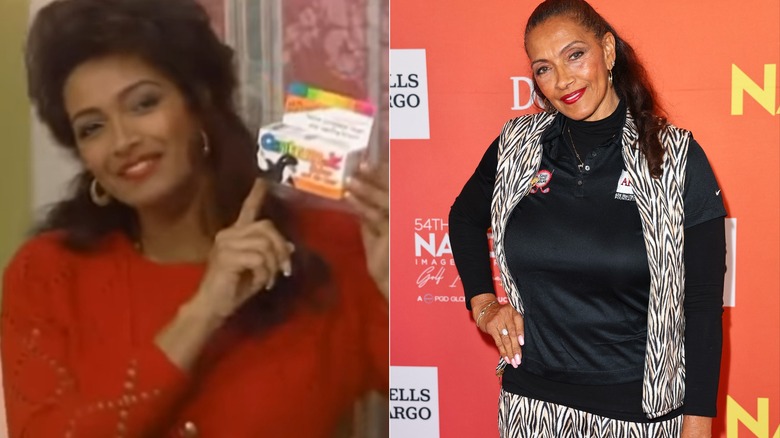 Kathleen holding medicine in '90s and Kathleen in 2023