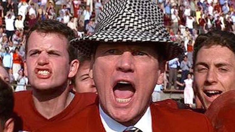 Sonny Shroyer, dressed as Paul "Bear" Bryant, yells