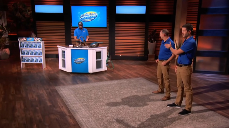 Scrubbie team demonstrating on Shark Tank