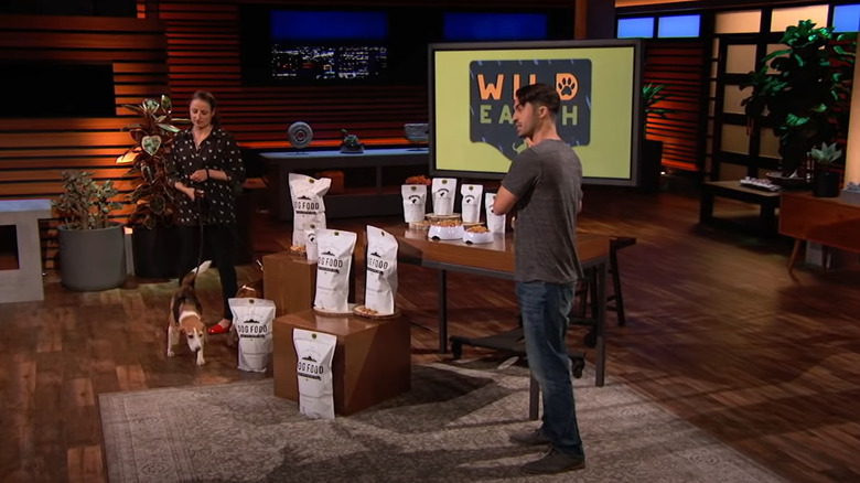 Ryan Bethencourt and a dog handler on Shark Tank