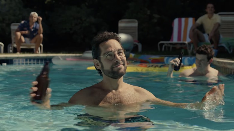 Paul Rudd with beer in pool