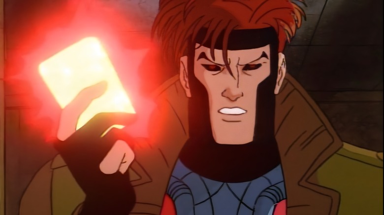 Gambit brandishing a charged card