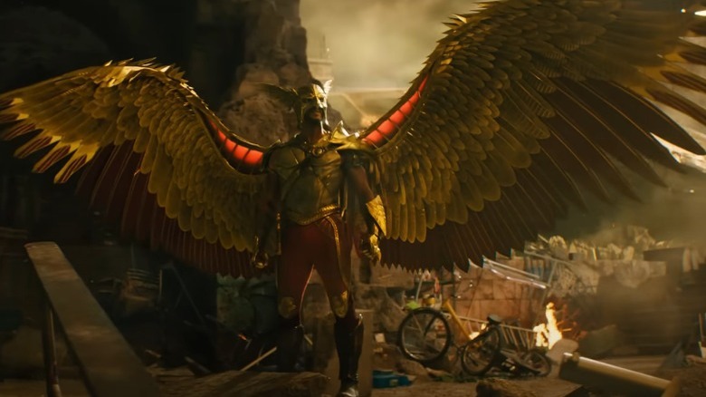 Hawkman with his wings spread